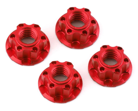 4mm Aluminum Serrated Wheel Lock Nut (4) (Red)