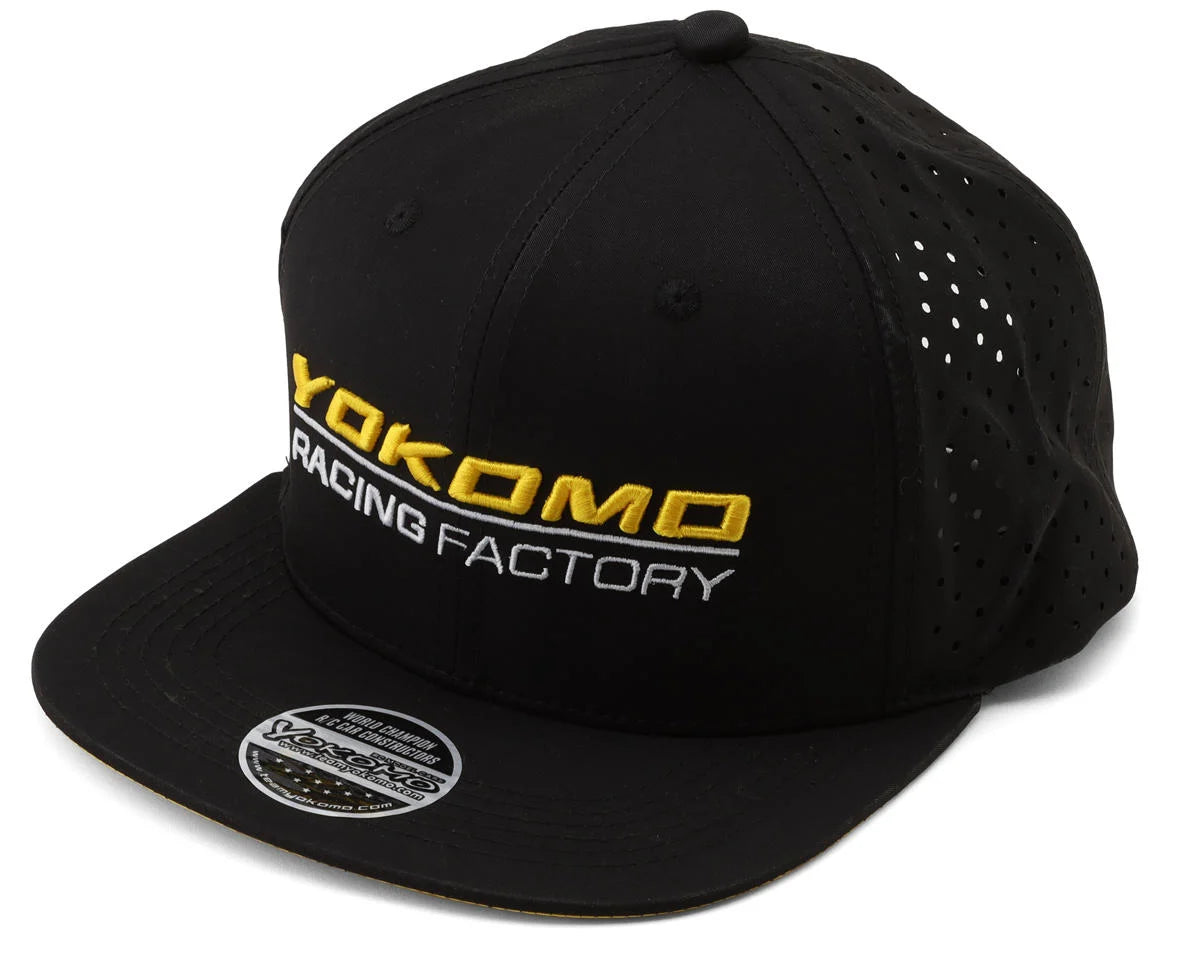 Yokomo Factory Team Snapback Flatbill Hat (Black/Yellow) (One Size Fits Most)