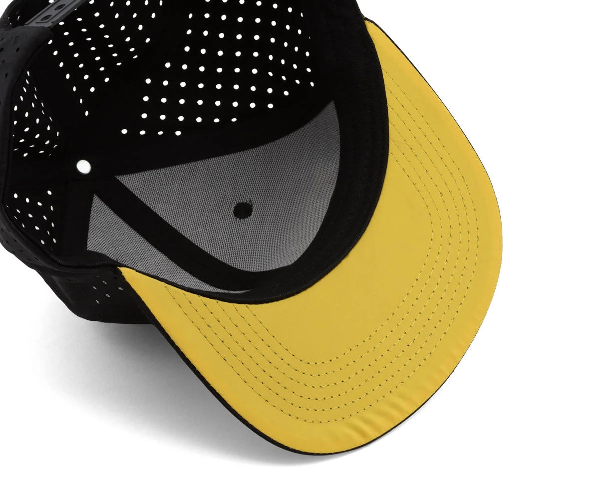 Yokomo Factory Team Snapback Flatbill Hat (Black/Yellow) (One Size Fits Most)