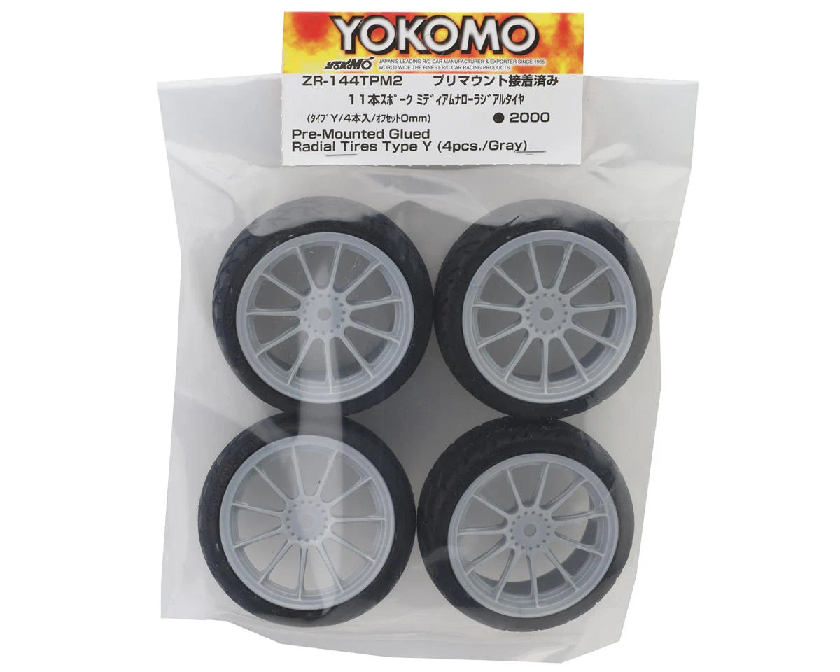 Type Y Radial Pre-Mounted On-Road Tires (Grey) (x4)