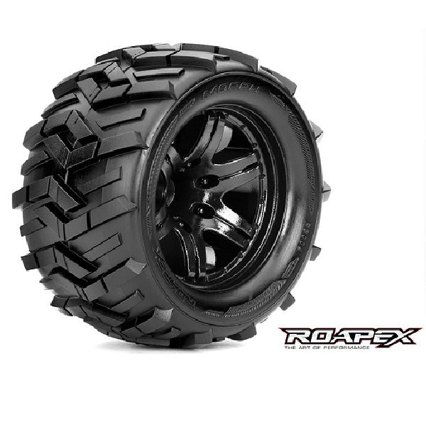 ROPR3004-B2  Morph 1/10 Monster Truck Tires, Black Wheel  12mm Hex (1 pair)