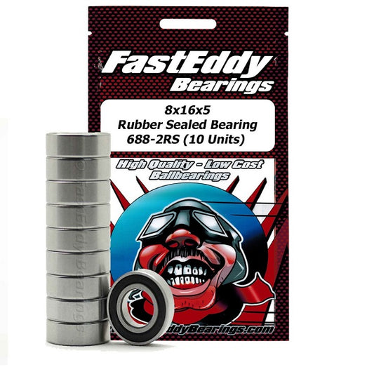 Fast Eddy 8x16x5 Rubber Sealed Bearings 688-2RS (10)