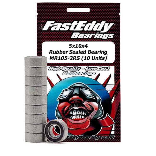 Fast Eddy 5x10x4 Rubber Sealed Bearings MR105-2RS (10)