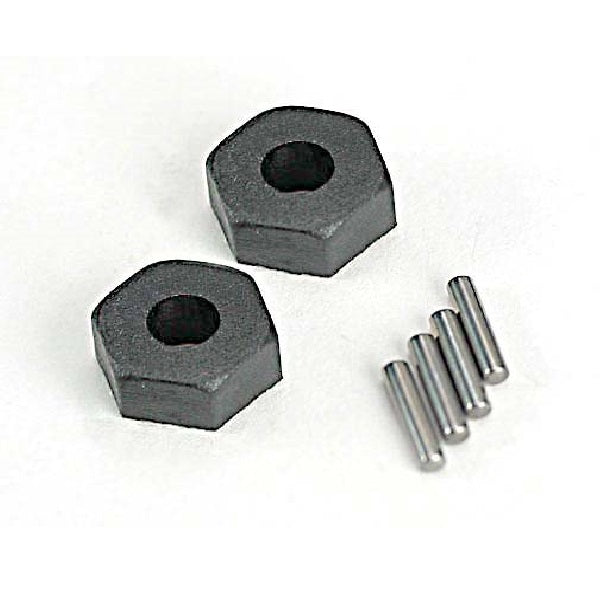 Traxxas 1654 Wheel hubs, hex (2)/ stub axle pins (2)